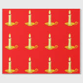 ホワイトキャンドルオンレッドラッピング紙 ラッピングペーパー (フラット)