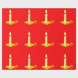 ホワイトキャンドルオンレッドラッピング紙 ラッピングペーパー