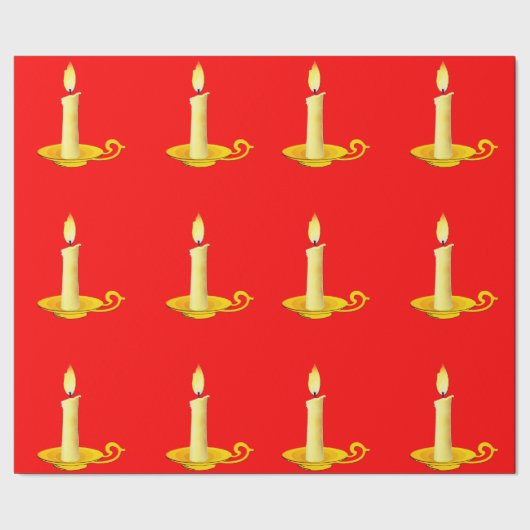 ホワイトキャンドルオンレッドラッピング紙 ラッピングペーパー (シーム)