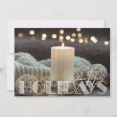 ホワイトキャンドルコージークリスマスハッピー シーズンカード (正面)