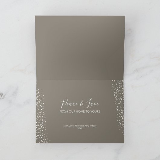 ホワイトキャンドル居心地の良いクリスマス折りたたみ幸せ シーズンカード (内部)