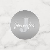 ホワイトキュロシアンドグレーモノグラム | 編集可能な色 コンフェッティ (スモール正面)