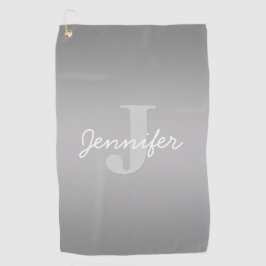 ホワイトキュロシアンドグレーモノグラム | 編集可能な色 ゴルフタオル