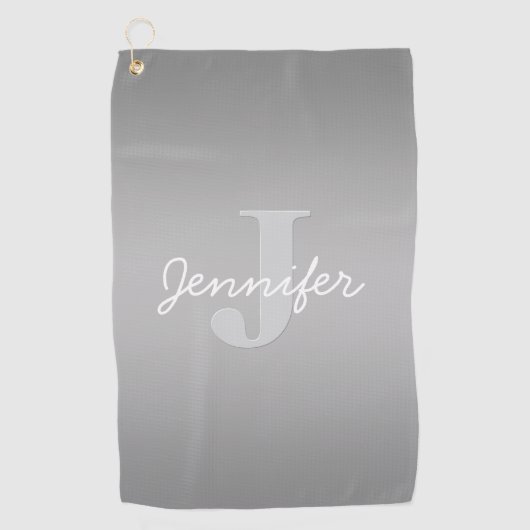 ホワイトキュロシアンドグレーモノグラム | 編集可能な色 ゴルフタオル (正面)