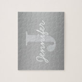 ホワイトキュロシアンドグレーモノグラム | 編集可能な色 ジグソーパズル (縦)