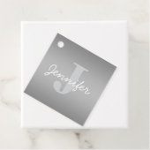 ホワイトキュロシアンドグレーモノグラム | 編集可能な色 フェイバータグ (インサイチュ)