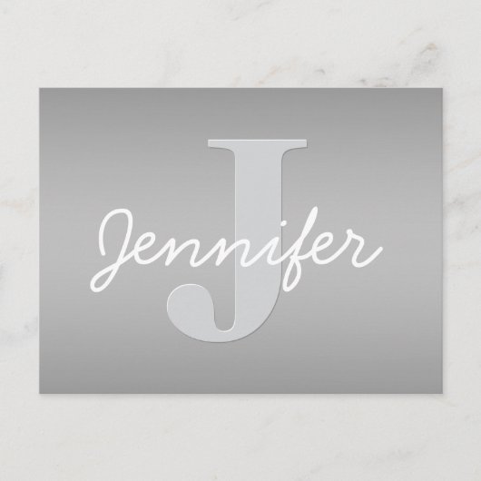 ホワイトキュロシアンドグレーモノグラム | 編集可能な色 ポストカード (正面)