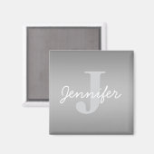 ホワイトキュロシアンドグレーモノグラム | 編集可能な色 マグネット (正面/裏面)