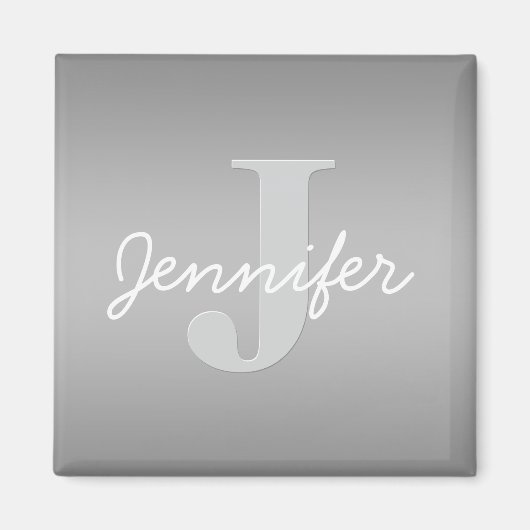 ホワイトキュロシアンドグレーモノグラム | 編集可能な色 マグネット (正面)