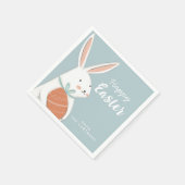 ホワイトキュートバニーハッピーイースターファミリー スタンダードカクテルナプキン (角)