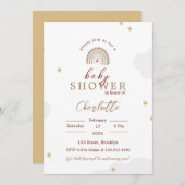 ホワイトキュートレインボーベビーシャワー招待状 招待状 (正面/裏面)