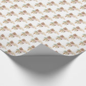 ホワイトキュート水彩花ベイビーシャワー ラッピングペーパー (角)