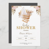 ホワイトキュート水彩花ベイビーシャワー 招待状 (正面/裏面)