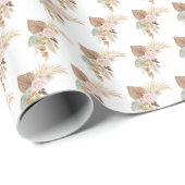 ホワイトキュート水彩花ベビーシャワー ラッピングペーパー (ロールコーナー)