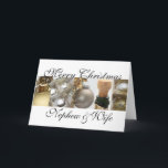 ホワイトキリストにクリスマス金ゴールドを飾る甥と妻 シーズンカード<br><div class="desc">Studioportosabbia,  studio porto sabbia,  collage Christmas card,  違うfor (family)リレーション，アメリカ州と言語，ブラック，金ゴールド，ホワイト，オーナメント，キャンドル，季節，クリスマス，季節の挨拶， x-mas，休日，グリーティングカード，写真，オランダ，ドイツ語，写真，, ,  イタリアン,  kerstkaart,  natale,  navidad,  carta,  weiachen,  noel，写真</div>