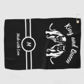 ホワイトキングスとクイーンズブラックレオライオンとライオン ゴルフタオル (横)