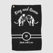 ホワイトキングスとクイーンズブラックレオライオンとライオン ゴルフタオル (正面)