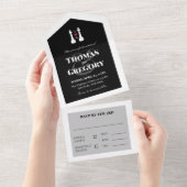 ホワイトキングチェスピースゲイ結婚ズ オールインワン招待状 (貼ってはがせる)