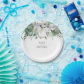 ホワイトキングプロテアとラン熱帯結婚の ペーパープレート (パーティー)