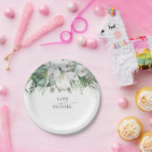 ホワイトキングプロテアとラン熱帯結婚の ペーパープレート (パーティー)