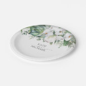 ホワイトキングプロテアとラン熱帯結婚の ペーパープレート (アングル)