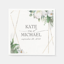 ホワイトキングプロテアオーキズトロピカル結婚ズ スタンダードカクテルナプキン