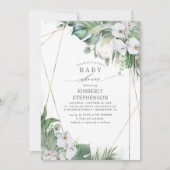 ホワイトキングプロテアオーキッドトロピカルベビーシャワー 招待状 (正面)