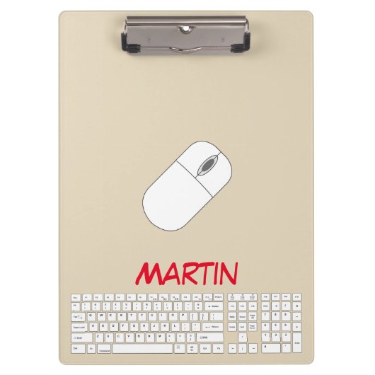ホワイトキーボード、マウス、鉛筆 クリップボード (正面)