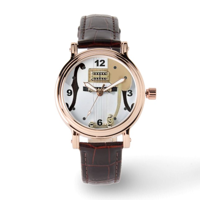 ホワイトギターレザーウォッチ 腕時計 (正面)