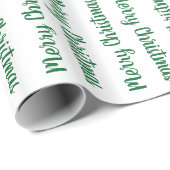 ホワイトギフトで緑のメリークリスマスタイポグラフィ ラッピングペーパー (ロールコーナー)