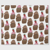 ホワイトギフトにチョコレートカップケーキ ラッピングペーパー (フラット)