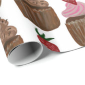 ホワイトギフトにチョコレートカップケーキ ラッピングペーパー (ロールコーナー)