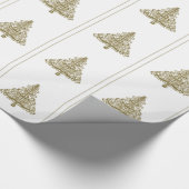 ホワイトギフトエレガントラップにゴールデンクリスマスツリー ラッピングペーパー (角)