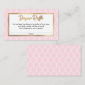 ホワイトギー&ゴールドフォイル、ピンクおむつラッフルカード エンクロージャーカード (正面/裏面)