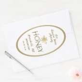 ホワイトクイーンラインハニーラベルヘラルドビー金ゴールド 楕円形シール (封筒)