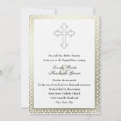 ホワイトクエレガントロスカトリック結婚式招待状 招待状 (正面)