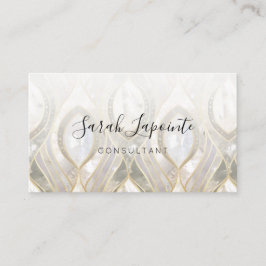 ホワイトクォーツ&金ゴールドエレガントデザイン 名刺