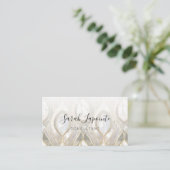 ホワイトクォーツ&金ゴールドエレガントデザイン 名刺 (スタンド正面)