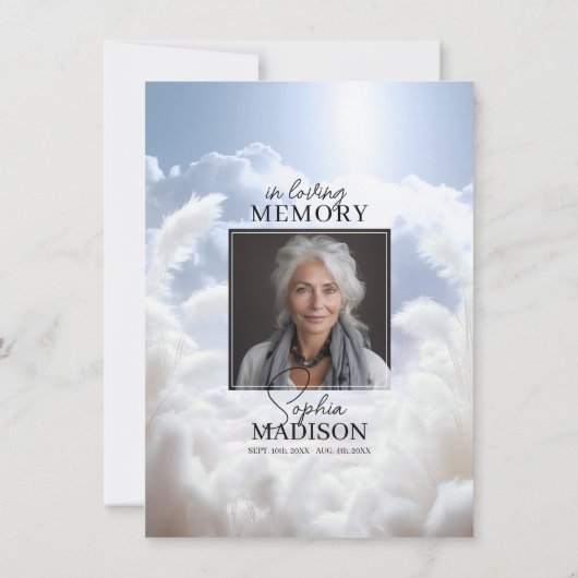 ホワイトクラウドパンパお祝いオブライフ |写真 招待状 (裏面)