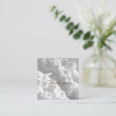 ホワイトクラウド、天気予報グラフィックス、曇りクリップアート スクエア名刺 (スタンド正面)