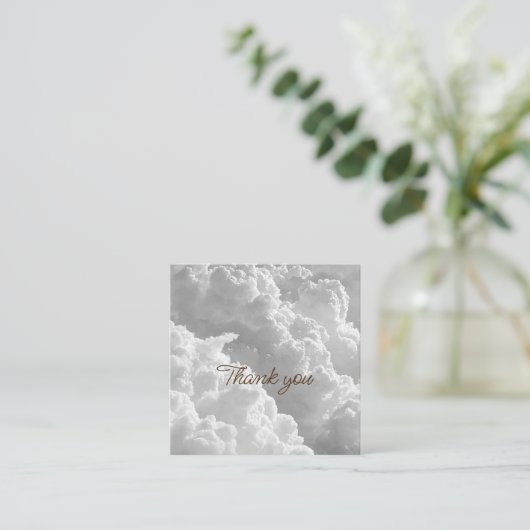 ホワイトクラウド、天気予報グラフィックス、曇りクリップアート スクエア名刺 (スタンド正面)