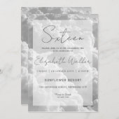 ホワイトクラウドSweet sixteen誕生日パーティー 招待状 (正面/裏面)