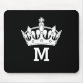 ホワイトクラウンモノグラムパーソナライズされた マウスパッド (正面)