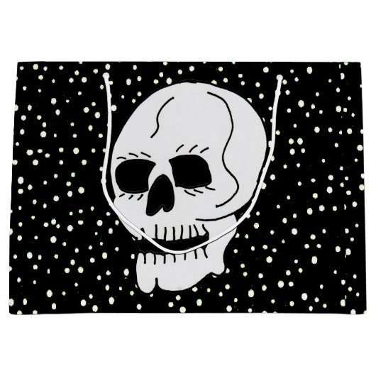 ホワイトクラシックスカルハロウィーンゴシック ラージペーパーバッグ (正面)