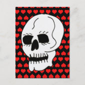 ホワイトクラシックスカル赤いハート ポストカード (正面)