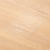 ホワイトクラシックボヘミアンタイポグラフィ結婚ズ アクリル招待状 (レイダウン)