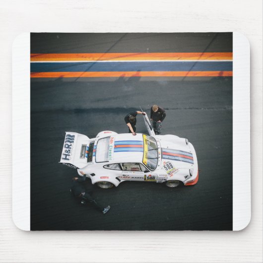 ホワイトクラシックレースカー マウスパッド (正面)