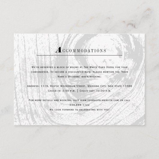 ホワイトクラシック素朴ウッドグレイン冬の結婚式 エンクロージャーカード (正面)