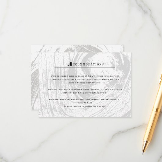 ホワイトクラシック素朴ウッドグレイン冬の結婚式 エンクロージャーカード (正面/裏面インサイチュ)