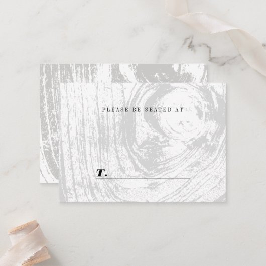 ホワイトクラシック素朴ウッドグレーンシック冬の結婚式 プレイスカード (正面/裏面インサイチュ)